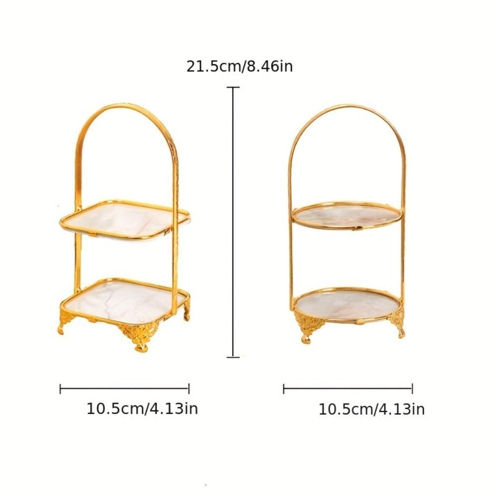 YIYU Khay Sắt Vuông Hai Tầng Đựng Trái Cây / Bánh Tráng Miệng Phong Cách Châu Âu