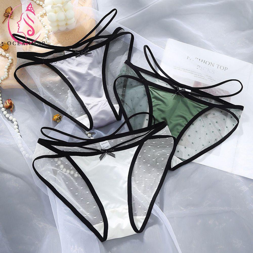 OCEANMAP Quần Lót Nữ Dạng Lưới Họa Tiết Chấm Bi Gợi Cảm