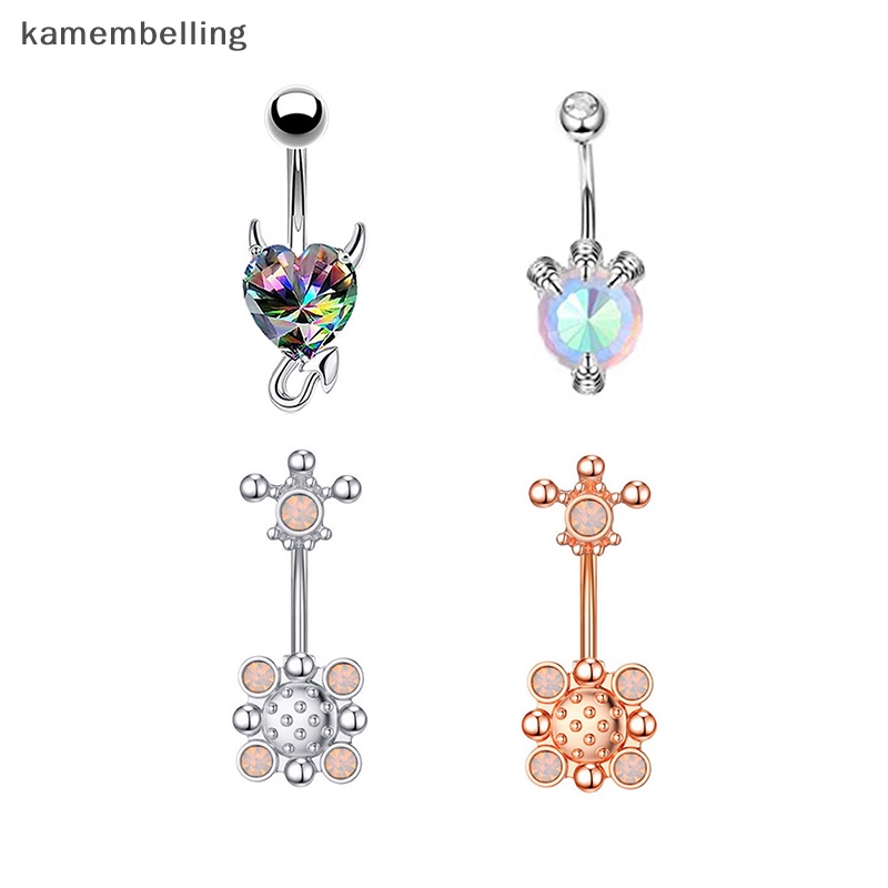 Kamembelling Khuyên Rốn Bằng Thép Không Gỉ Dát Đá Zircon Làm Quà Tặng Cho Nữ