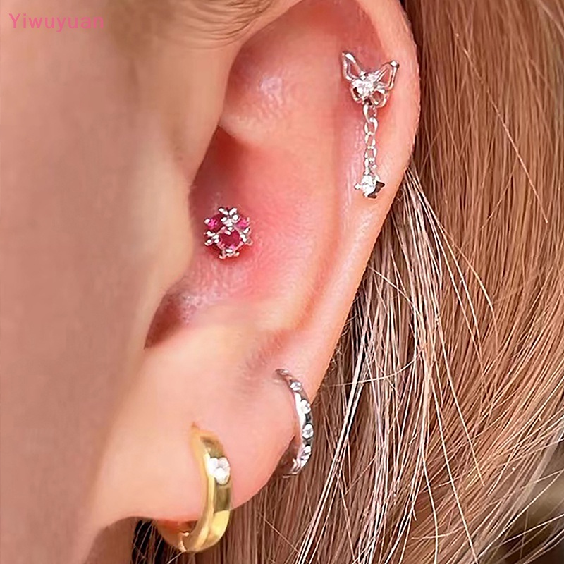 1 Đôi Khuyên Tai Xoắn Ốc Hình Bướm Đính Đá Zircon Mới