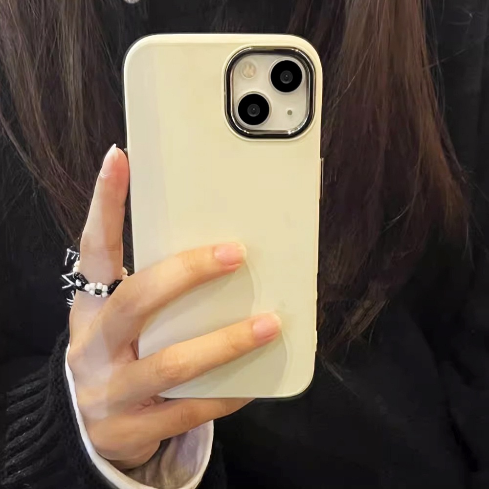 Ốp Điện Thoại Chống Sốc Màu Trơn Viền Kim Loại Cho IPhone 14 13 12 11 Pro Max X XR 8 7 Plus