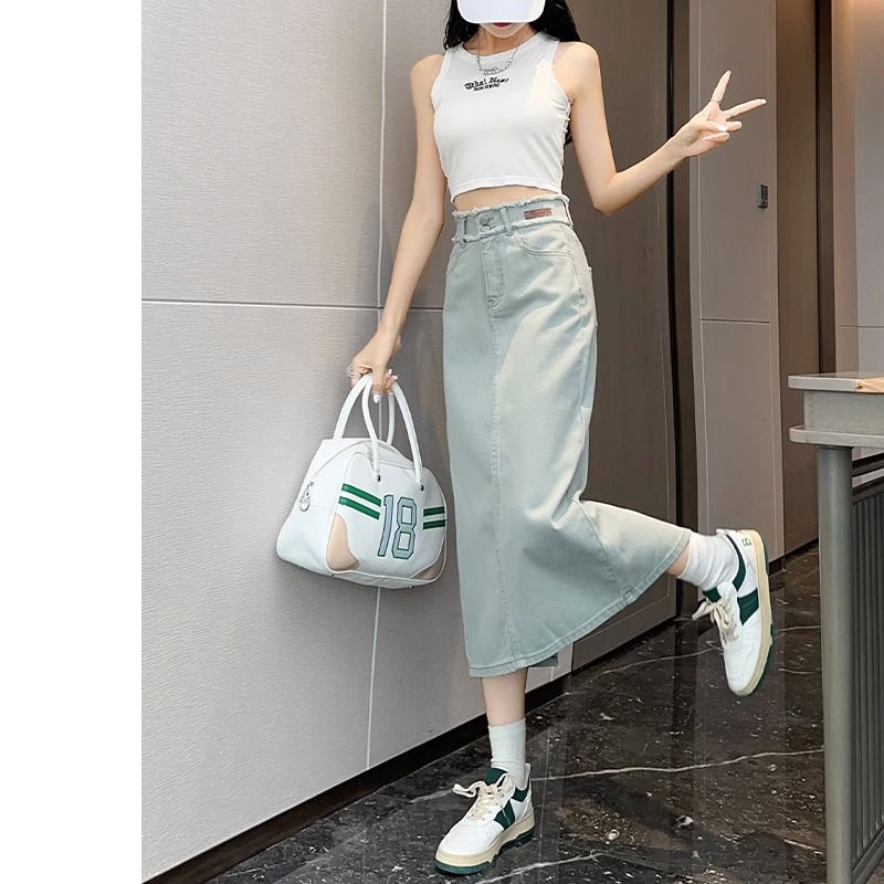 Chân Váy Denim Chữ a Lưng Cao Thiết Kế Xẻ Tà Thời Trang Mùa Hè Mới 2023