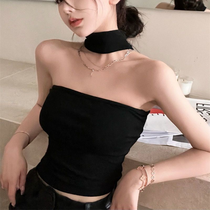 Áo Hai Dây Cổ Yếm Dáng Ôm Màu Trơn Thời Trang Mùa Hè Quyến Rũ Cho Nữ LR73