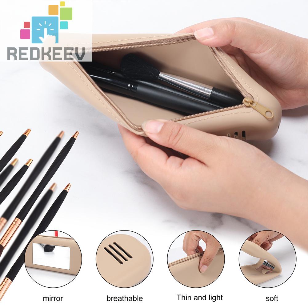 Túi Đựng Cọ Trang Điểm Bằng Silicone Thoáng Khí Có Khóa Kéo