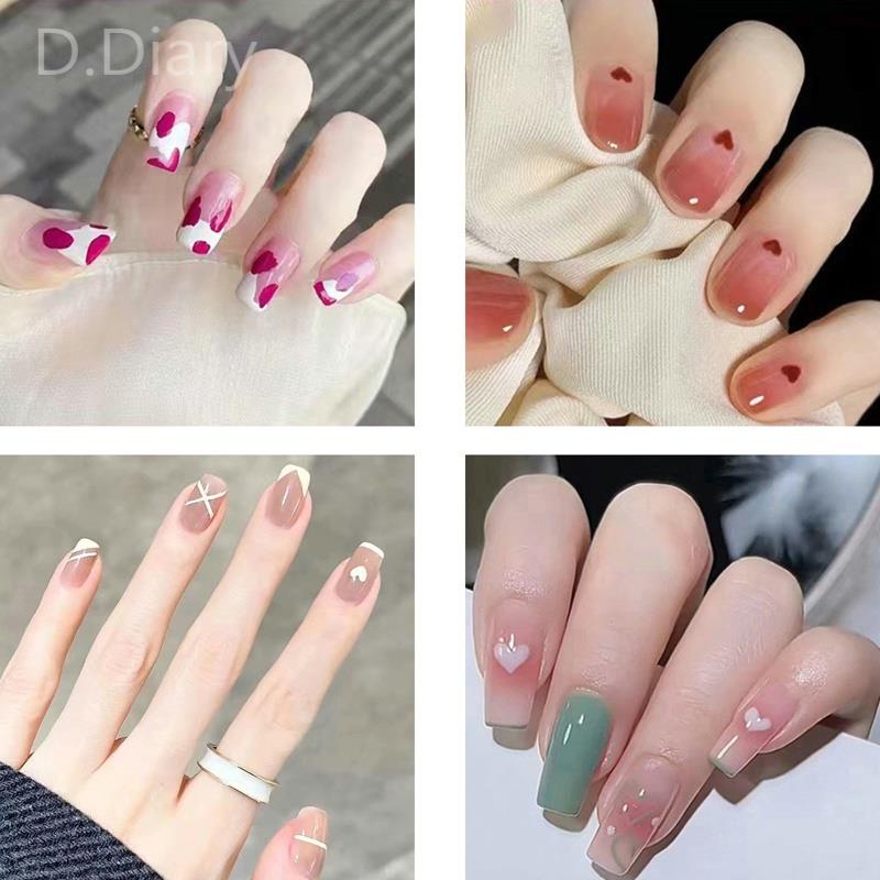 Bộ 24 Móng Tay Giả Dài Màu Trắng / Bạc Lấp Lánh Phong Cách Pháp Thời Trang Mùa Hè Có Thể Tháo Rời Và Mát Mẻ Ốp