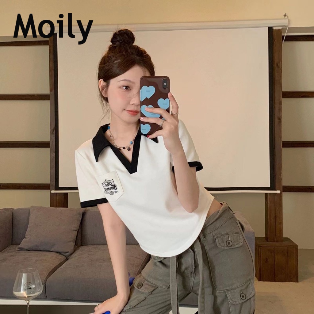 Moily thun áo áo polo  nữ Thời trang hàn quốc A29J1BC