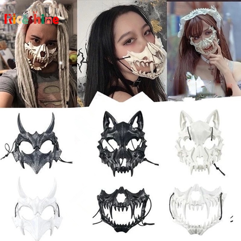 Mặt Nạ Hóa Trang Halloween Hình Sói Đen Độc Đáo