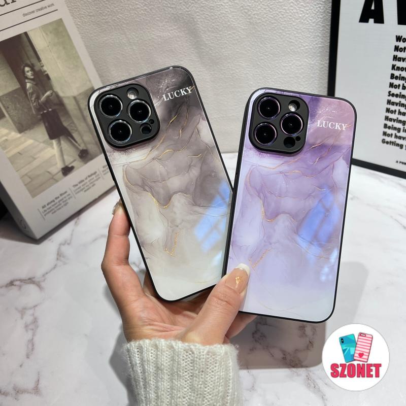 Ốp Điện Thoại Mặt Kính Cứng Chống Sốc Chống Rơi Họa Tiết Lá Vàng Cho iPhone 14 13 12 11 Pro Max 14 Plus