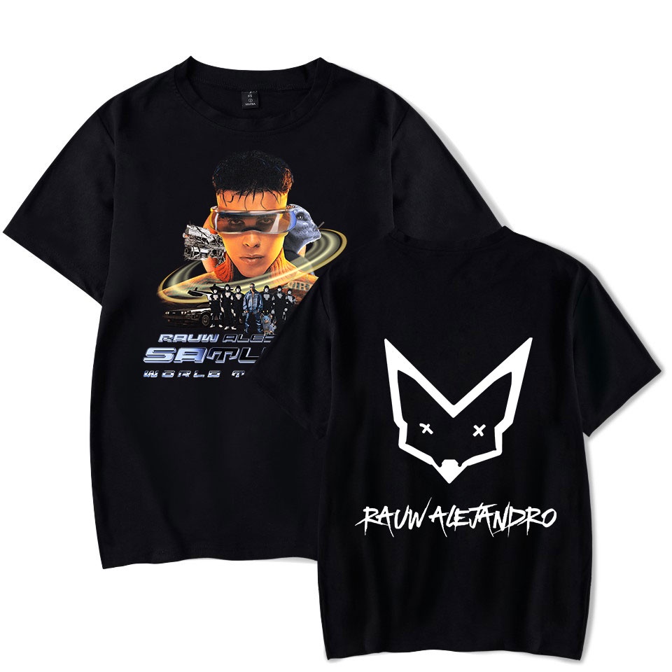 Rauw Alejandro Saturno World Tour Rapper In Áo Thun Unisex Thời Trang Cổ HipHop Phong Cách Tay Ngắn 