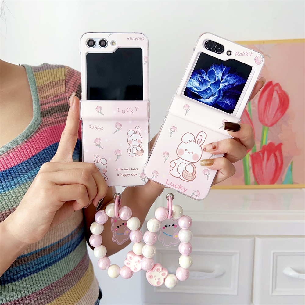 Vỏ điện thoại cho samsung galaxy z flip 5 cover anti-knock hình thỏ hoạt hình dễ thương gấp z flip5 