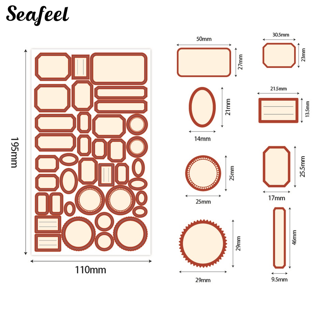 Set 8 Tờ Nhãn Dán Tự Dính Họa Tiết Vintage Trang Trí Sổ Tay / Nhật Ký DIY