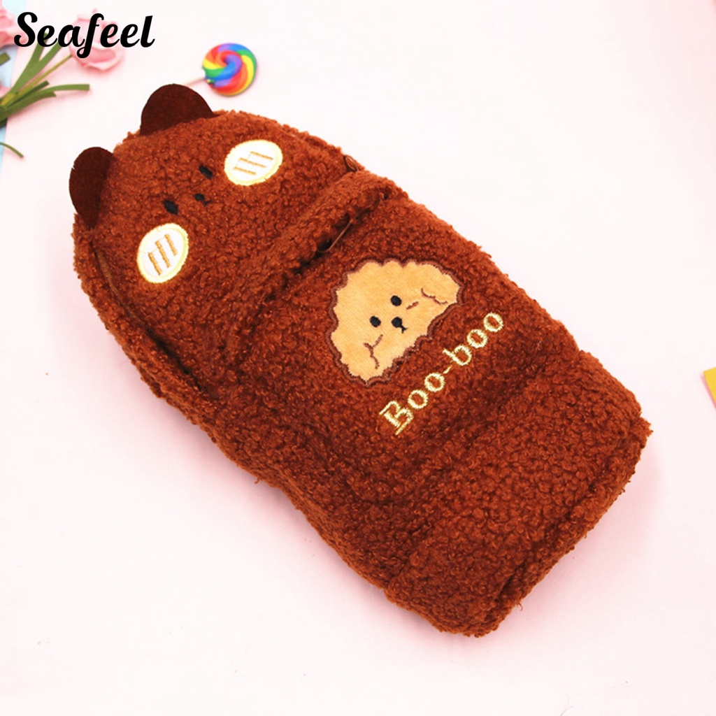 Túi Đựng Bút Lông Xù Chống Mòn Đa Năng Sức Chứa Lớn