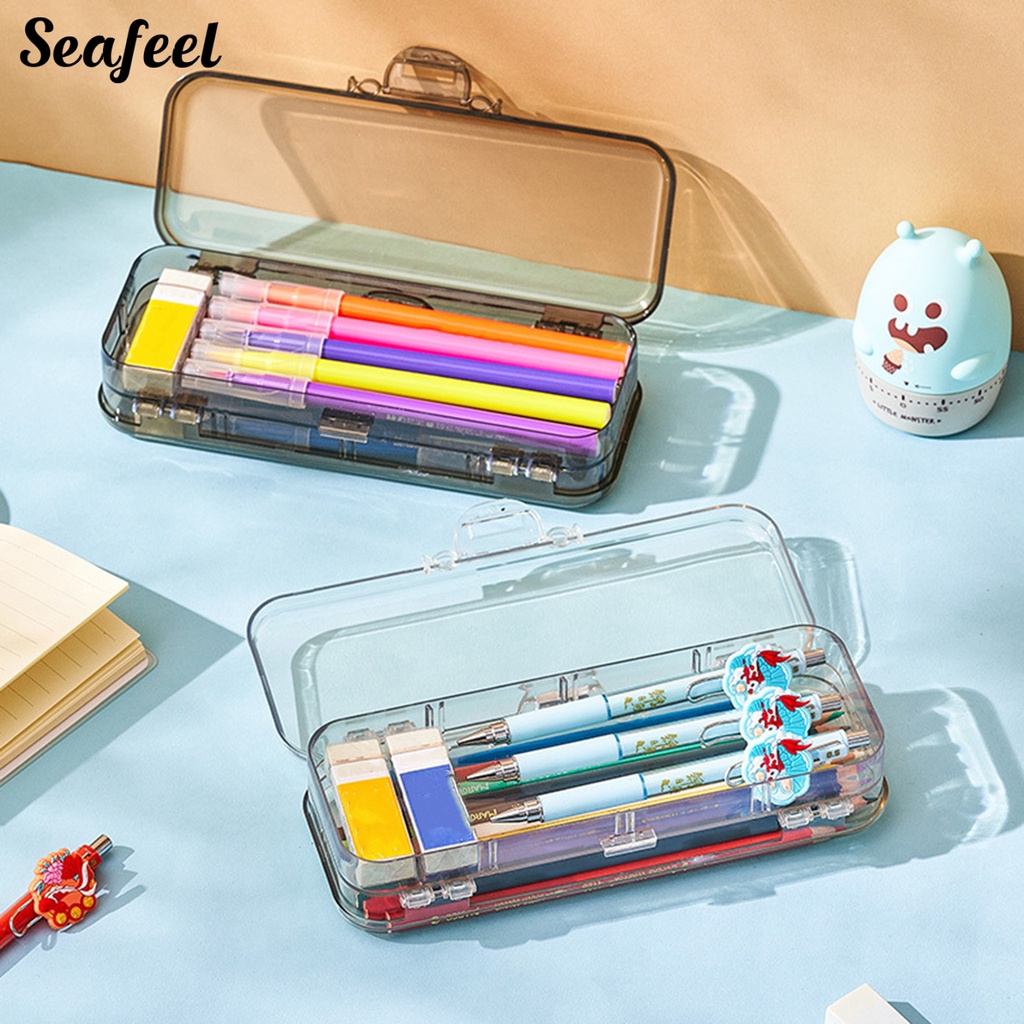 Hộp Đựng Bút Hai Ngăn Sức Chứa Lớn Đa Năng Cho Học Sinh