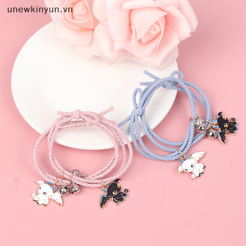 Set 2 Vòng Tay Bện Dây Đính Hạt Nam Châm Thời Trang Cho Cặp Đôi