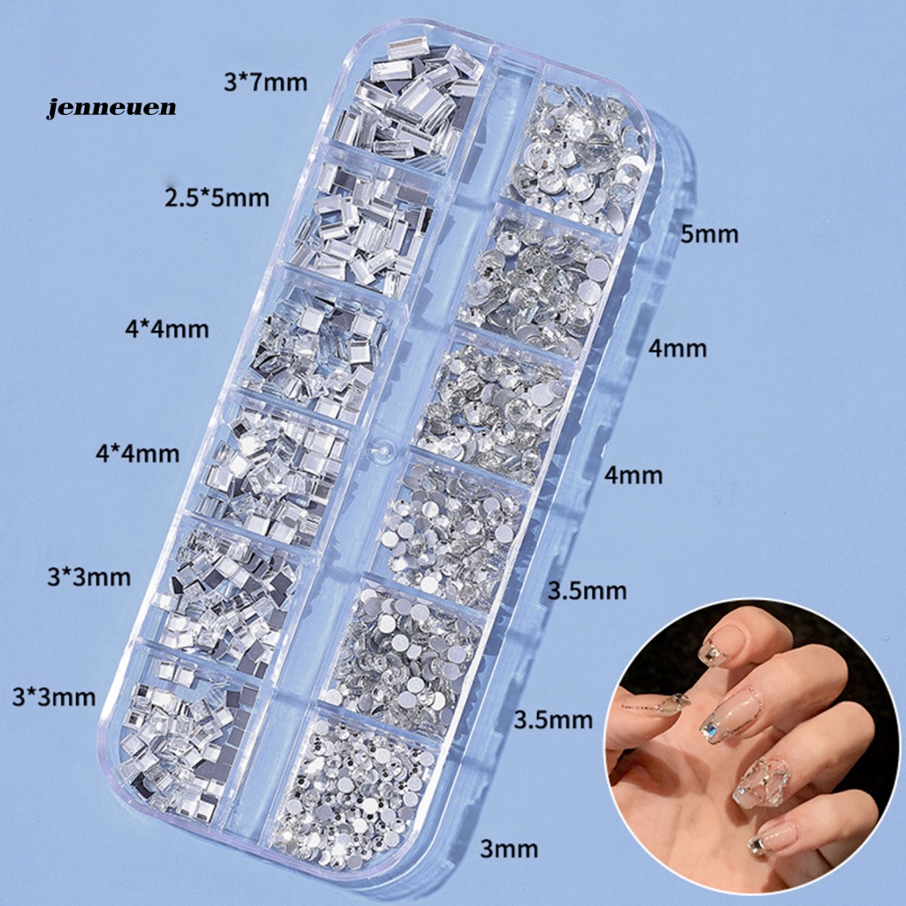 Hộp 12 Ngăn Đựng Hạt Kim Cương Giả Mini 3D Trang Trí Móng Tay