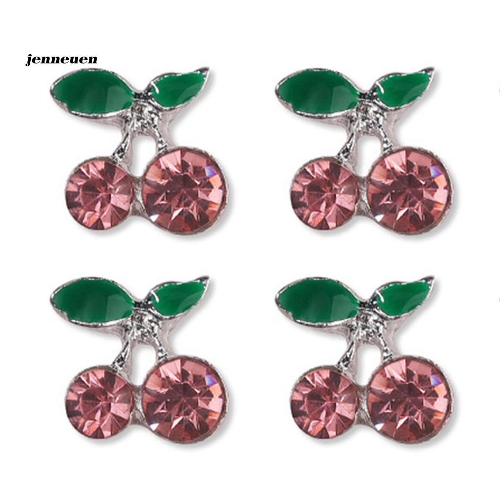 Set 10 Phụ Kiện Đính Trang Trí Móng Tay Chống Rỉ Sét Hình Quả Cherry Đính Đá Xinh Xắn
