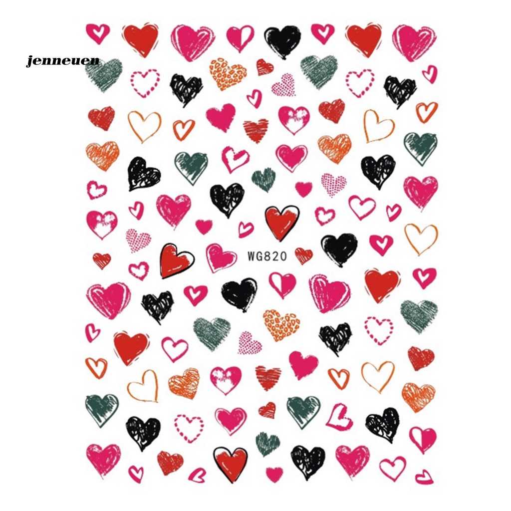 Miếng Dán Trang Trí Móng Tay Họa Tiết Trái Tim Chủ Đề Ngày Lễ Tình Nhân