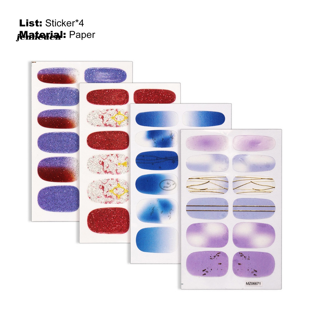 Set 4 Cuộn Giấy Dán Trang Trí Móng Tay Màu Trơn Dành Cho Nữ