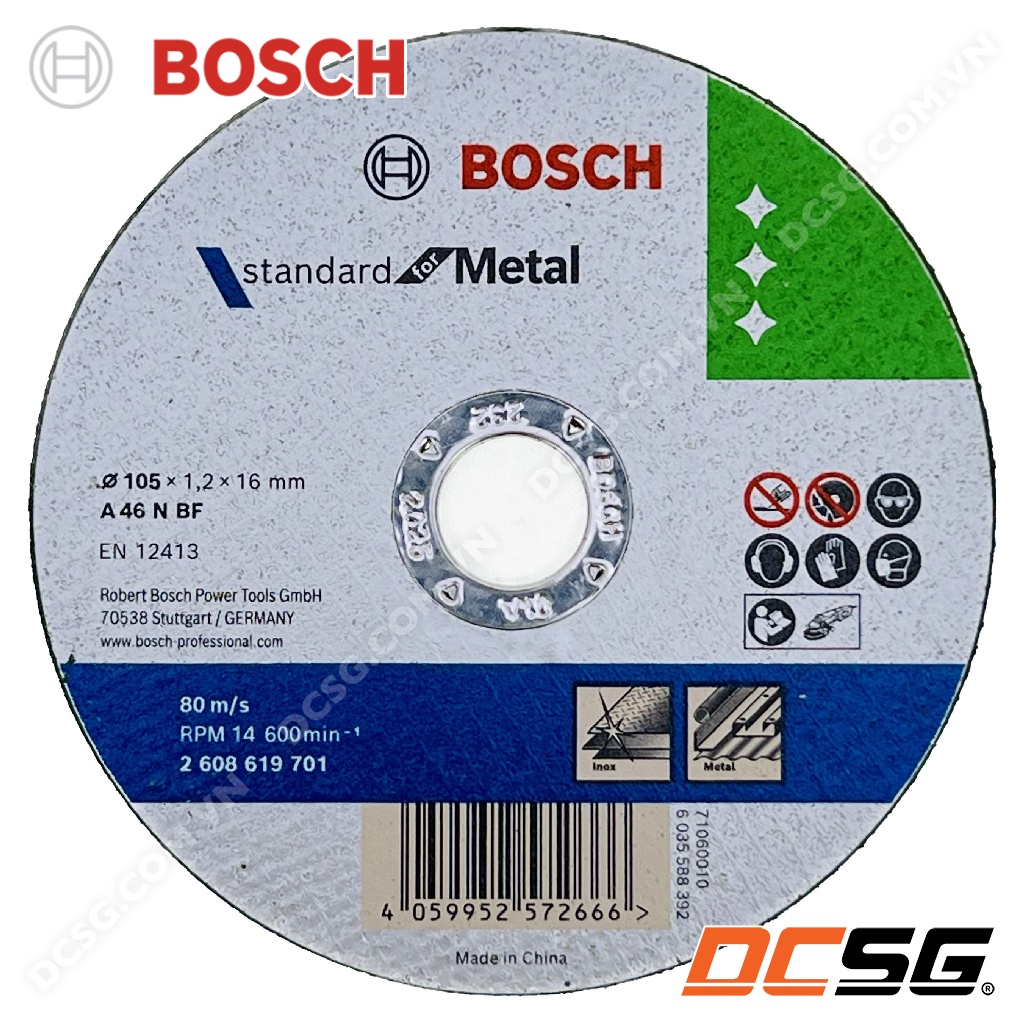 Đá cắt sắt 105x1.2x16mm  Bosch 2608619701 | DCSG