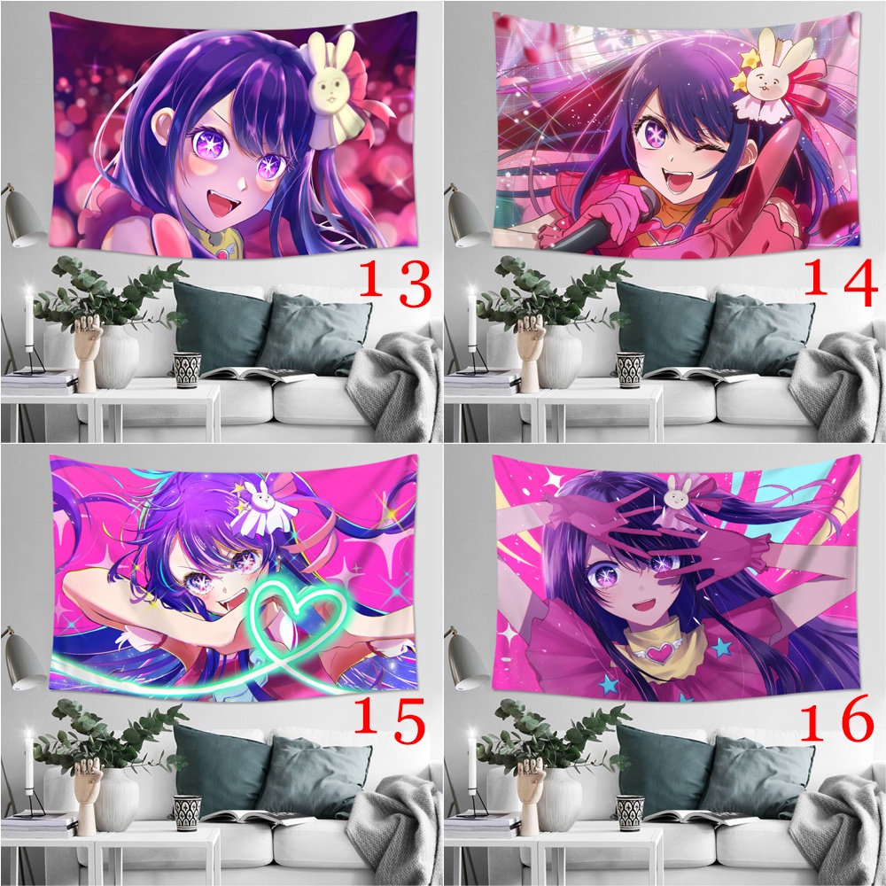 Thảm Treo Tường Trang Trí Phòng Ngủ In Hình OSHI NO KO Hoshino Ai Kèm Kẹp Chất Liệu Polyester