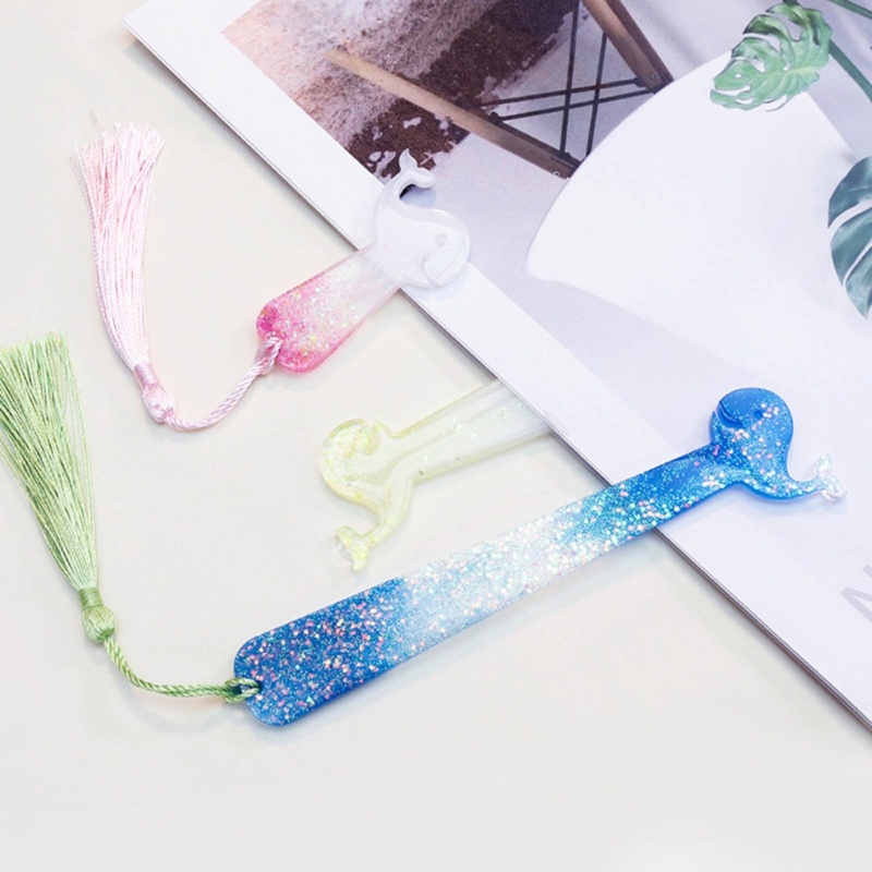 Khuôn Silicone Làm Thẻ Đánh Dấu Sách Hình Chữ Nhật / Mèo / Cá Heo Độc Đáo DIY