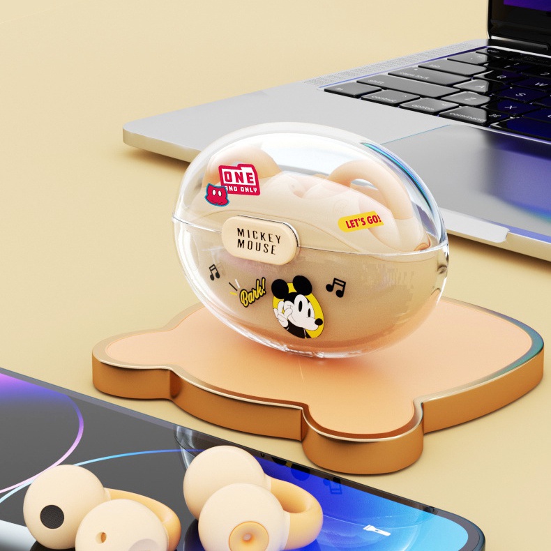 Tai Nghe Không Dây Bluetooth 5.3 XD06 Dạng Kẹp Trong Suốt Hình Disney Dễ Thương Giảm Tiếng Ồn Hình Gấu Dâu Tây Gấu Lotso Mickey Minnie Stitch Thiên Thần Pin