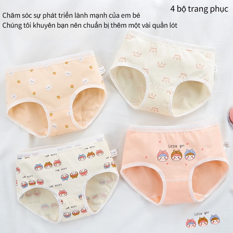 Quần Lót cotton Nhiều Màu Thoáng Khí Thoải Mái Cỡ Nhỏ Và Vừa In Họa Tiết Hoạt Hình Dễ Thương Cho Bé Gái