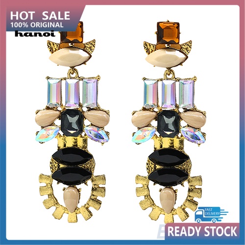 Đôi Khuyên Tai Dài Đính Đá Phong Cách Retro Thời Trang Cho Nữ