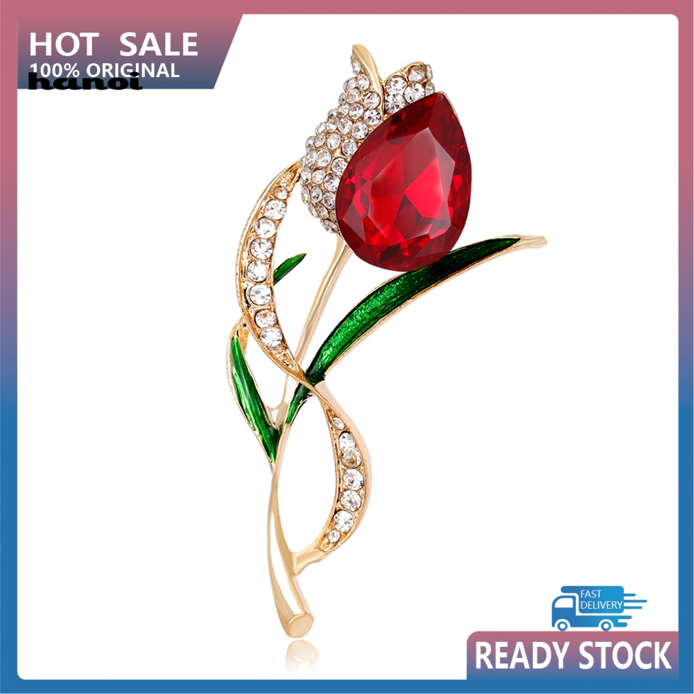 Ghim Cài Áo Hình Hoa Tulip Đính Đá Nhân Tạo Thời Trang Cho Nữ
