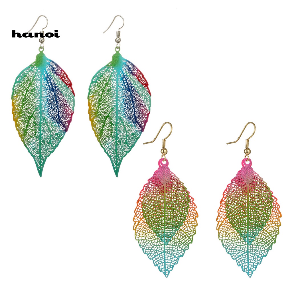 1 Đôi Bông Tai Hình Chiếc Lá Nhiều Màu Thời Trang Dành Cho Nữ