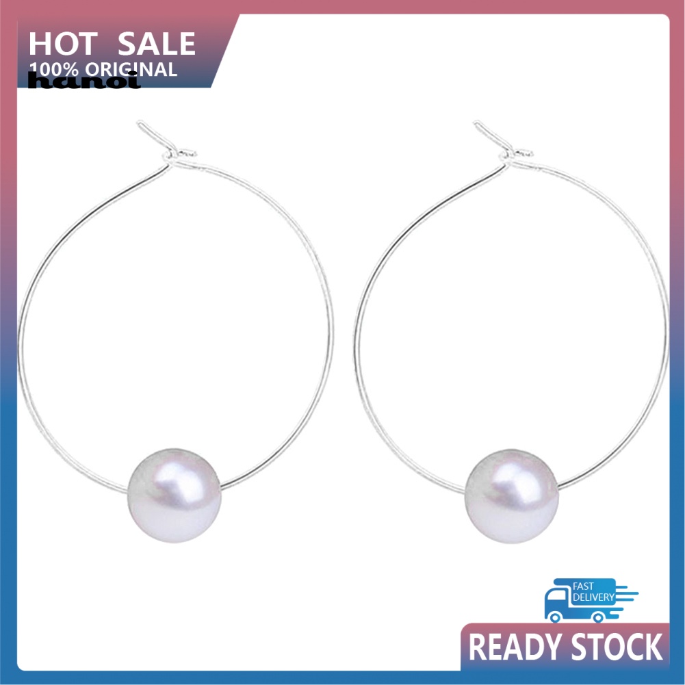 Bông Tai Tròn Đính Ngọc Trai Giả Thời Trang Cho Nữ