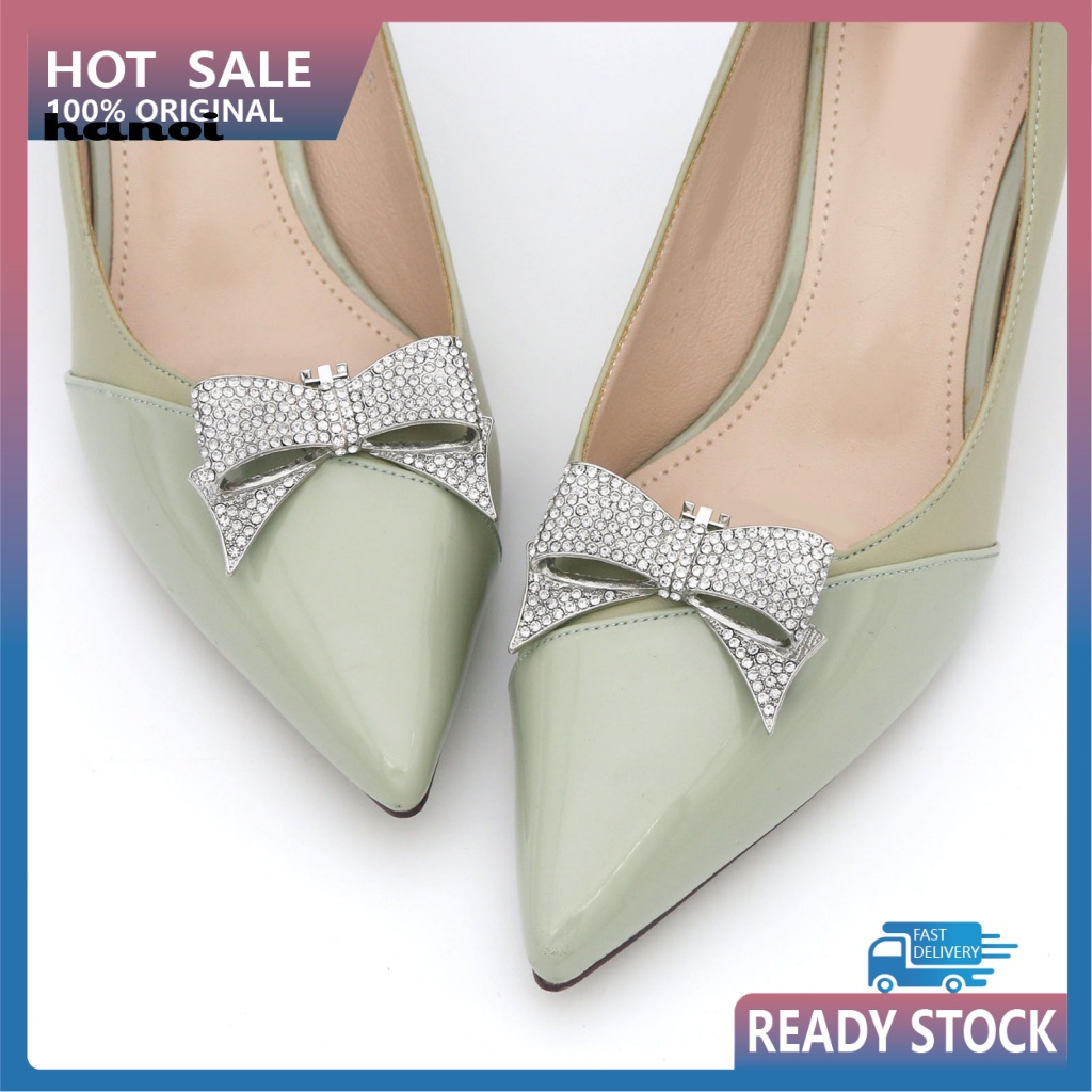 Han_giày Kẹp Đính Đá Thủ Công Cao Cấp Có Thể Tháo Rời Trang Trí Giày Nơ Bằng Hợp Kim Cao Cấp