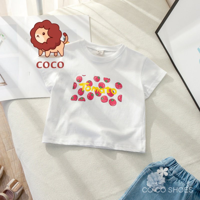 Áo Thun Tay Ngắn In Hình Gấu Và Hoa Dễ Thương Thời Trang Mùa Hè Cho Bé Gái