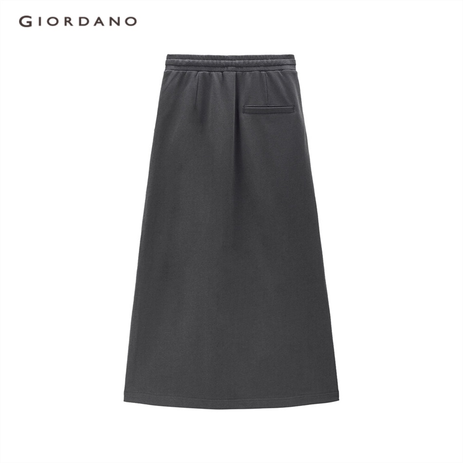 Chân váy GIORDANO 18463909 dáng dài lót terry eo co giãn phía trước