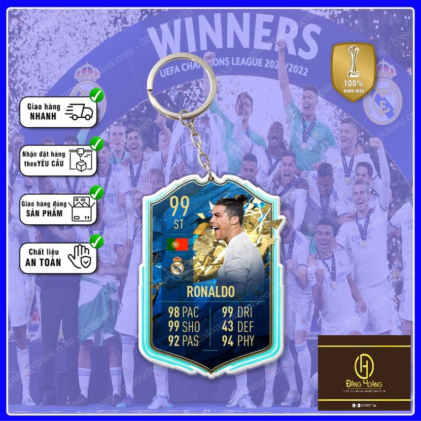 Móc Khóa Cristiano Ronaldo, CLB bóng đá Real Madrid ☘️MÓC KHÓA THẺ CẦU THỦ☘️