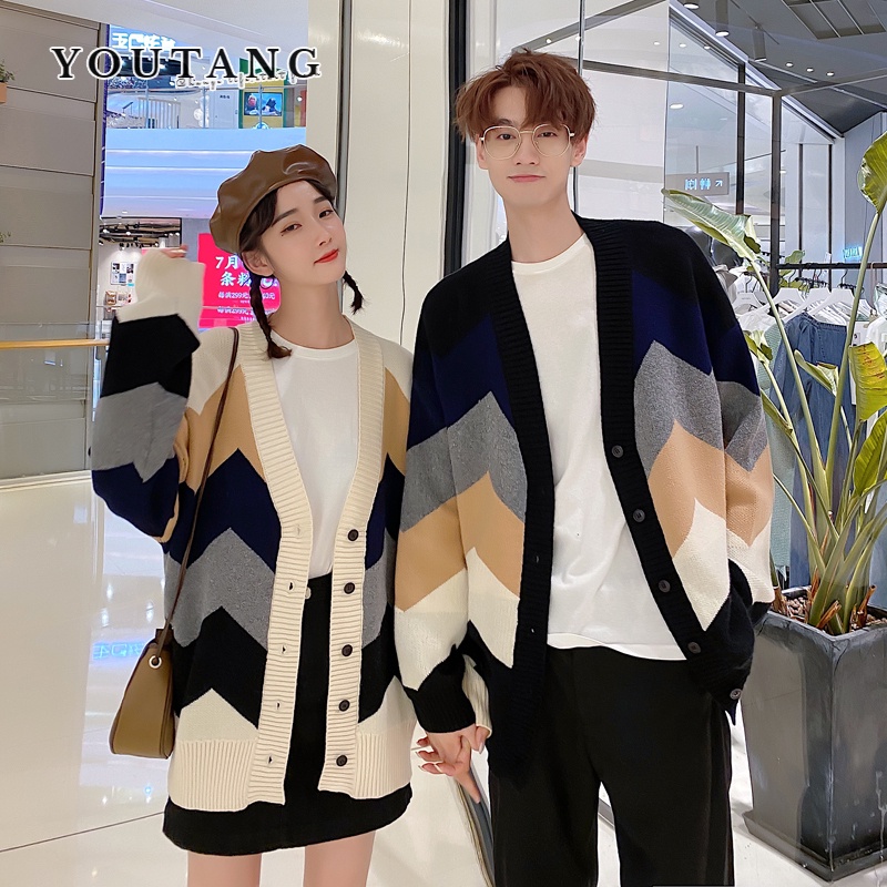 Áo Khoác cardigan Dài Tay Màu gradient Phong Cách Harajuku Thời Trang Thu Đông Mới Cho Nam Nữ