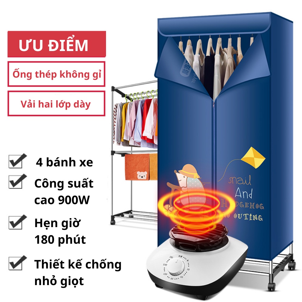 Tủ Sấy Quần Áo Thông Minh Công Suất 900W, Sấy Không Gian 3 Chiều RULAX (Bảo Hành Chính Hãng)