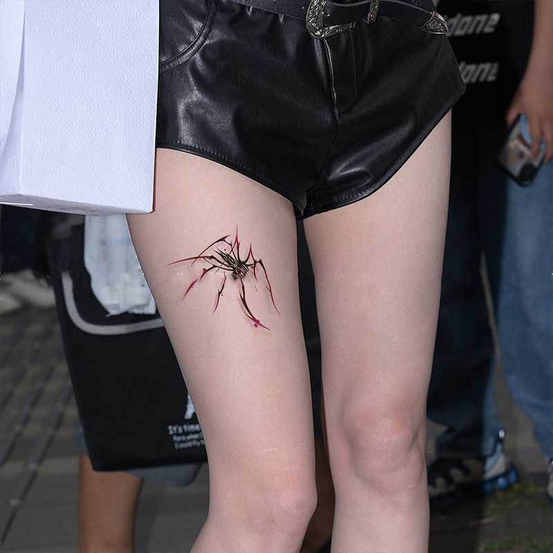 Hình Xăm Dán 3D Hình Cô Gái Nhện Màu Đen Chống Thấm Nước Và Lâu Trôi Trong Vòng 7 Ngày