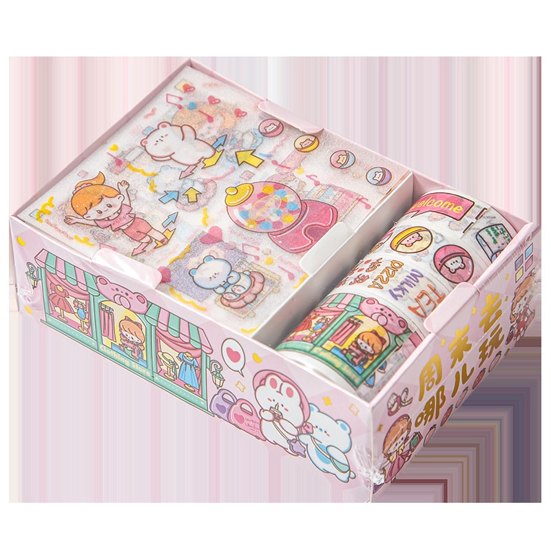 Bộ Sticker Dán Trang Trí Họa Tiết Hoạt Hình Dễ Thương Cho Bé Gái DIY