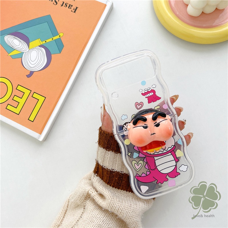 Ốp Điện Thoại Trong Suốt Chống Sốc In Hình Khủng Long Dễ Thương Cho Samsung Galaxy Z Flip 4 Z Flip 5 Z Flip 3