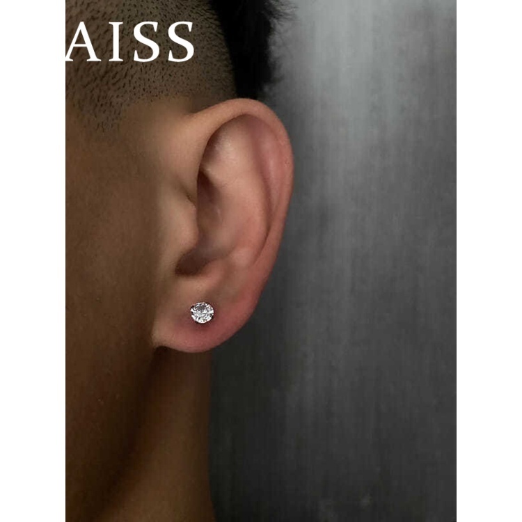 1 Đôi Bông Tai Thép Titan Không Gỉ Đính Kim Cương Giả Dành Cho Nam Và Nữ