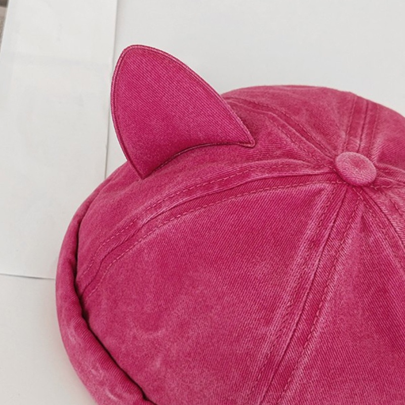 Ch *  Mũ Beanie Màu Trơn Thoáng Khí Nhiều Màu Sắc Trang Trí Tai Mèo Không Vành Mùa Hè Be