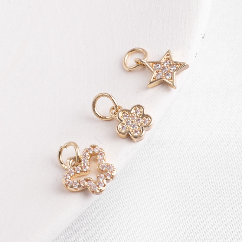 Mặt Dây Chuyền Mạ Vàng 14K Đính Đá Zircon Nhiều Màu Sắc Dùng Làm Trang Sức Thủ Công diy