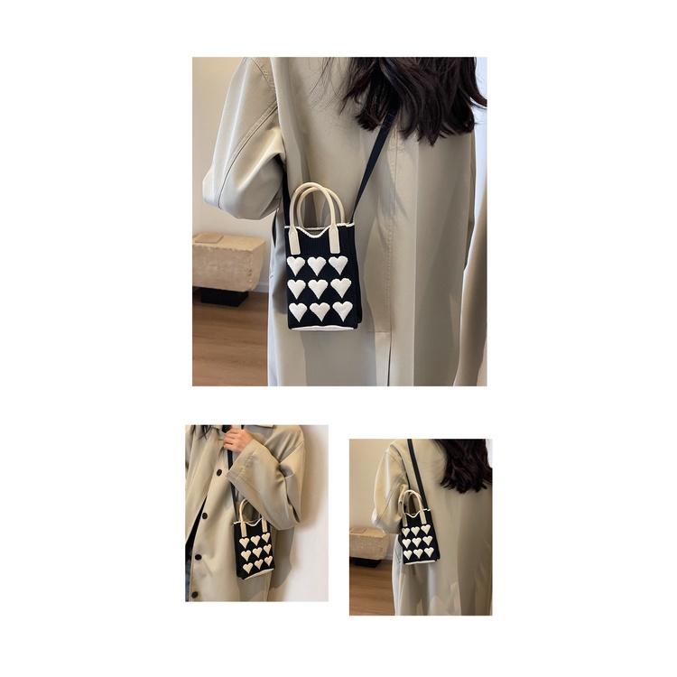 Túi Đeo Vai Đan Len Nhỏ Xinh Màu Sắc Tương Phản Thời Trang Mùa Hè 2023