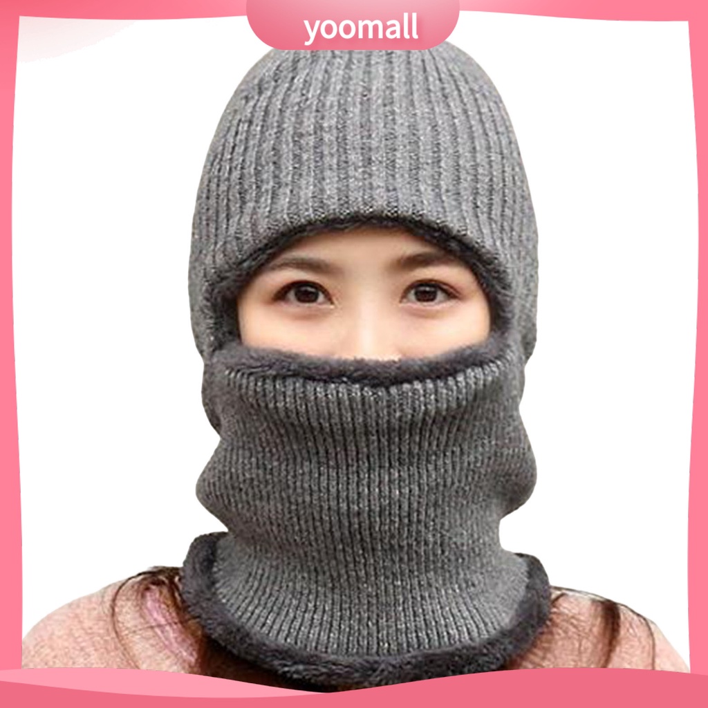 Mũ Beanie Dệt Kim Lót Lông Cừu Dày Dặn Giữ Ấm Mùa Đông Chống Lạnh Không Vành Co Giãn Thoải Mái