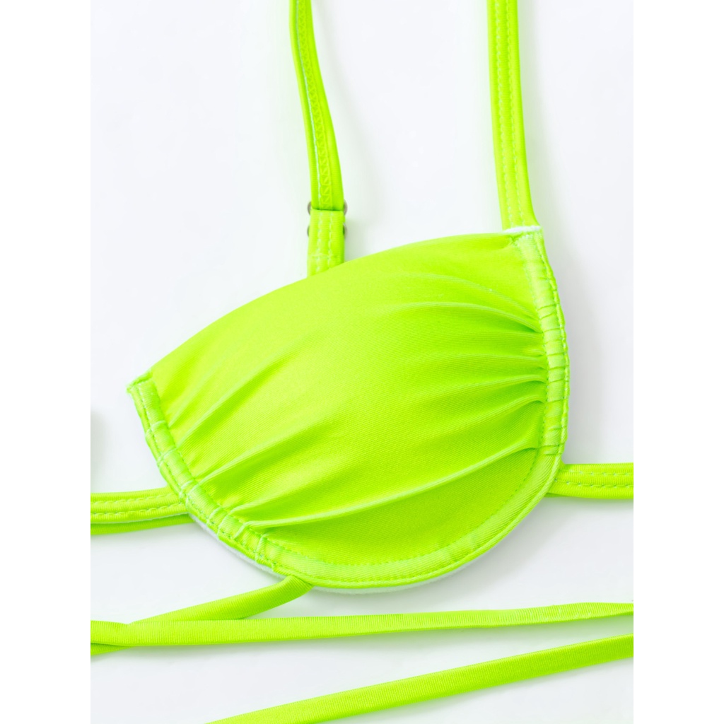 Bộ Bikini Có Đệm Nâng Ngực Màu Vàng Neon AL36