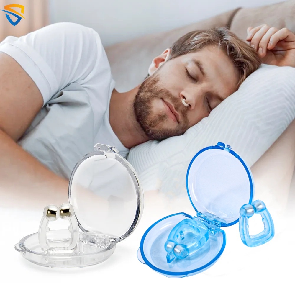 Kẹp Mũi Chống Ngáy Từ Tính Bằng Silicone Thân Thiện Với Da Kèm Khay Đựng Tiện Dụng