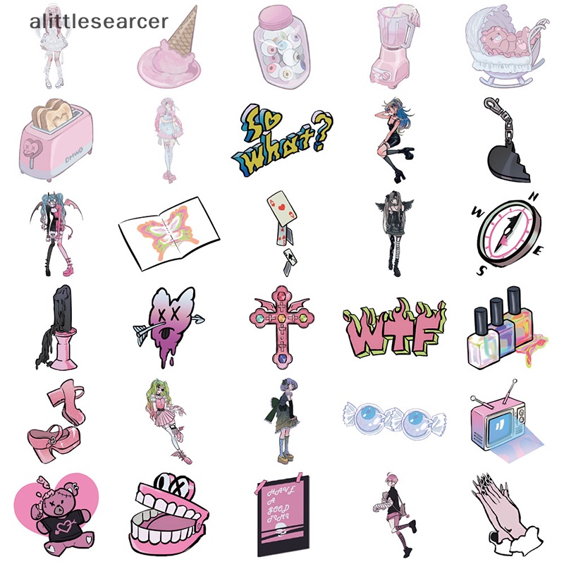 Bộ 60 Sticker Dán Trang Trí Laptop / Điện Thoại Y2K Domi Phong Cách Gothic Dễ Thương