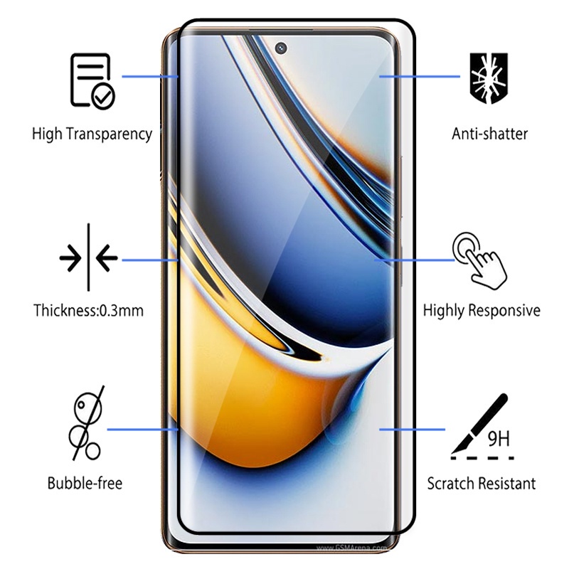 Dành Cho Realme 11 Pro / 11 Pro + / 10 Pro + 5G Viền Cong Full Cover Kính Cường Lực Bảo Vệ Màn Hình Phim