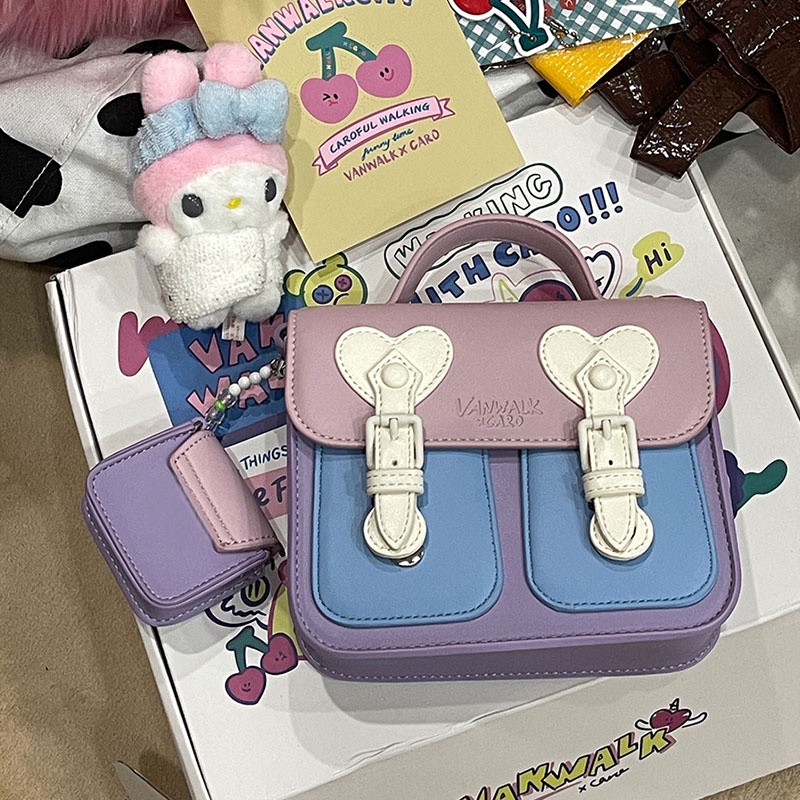 SHI CHEN Túi Đeo Chéo Vai Hình Vuông Nhỏ Nhắn Màu Kem Phong Cách Nhật Bản Và Hàn Quốc Thời Trang